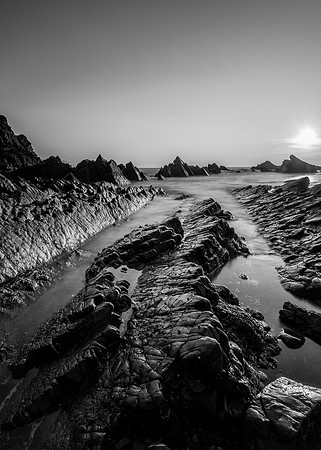 Sunset at Hartland in B & W