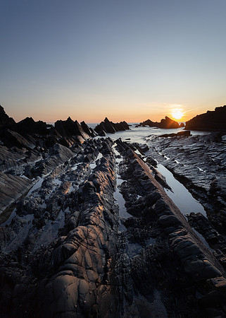 Sunset and textures from Hartland Quay.